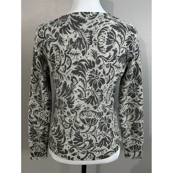 Carol Little Gray Floral Wool/Angora Blend Size S Sweater Faux Wrap V-Neck EUC - Picture 3 of 6